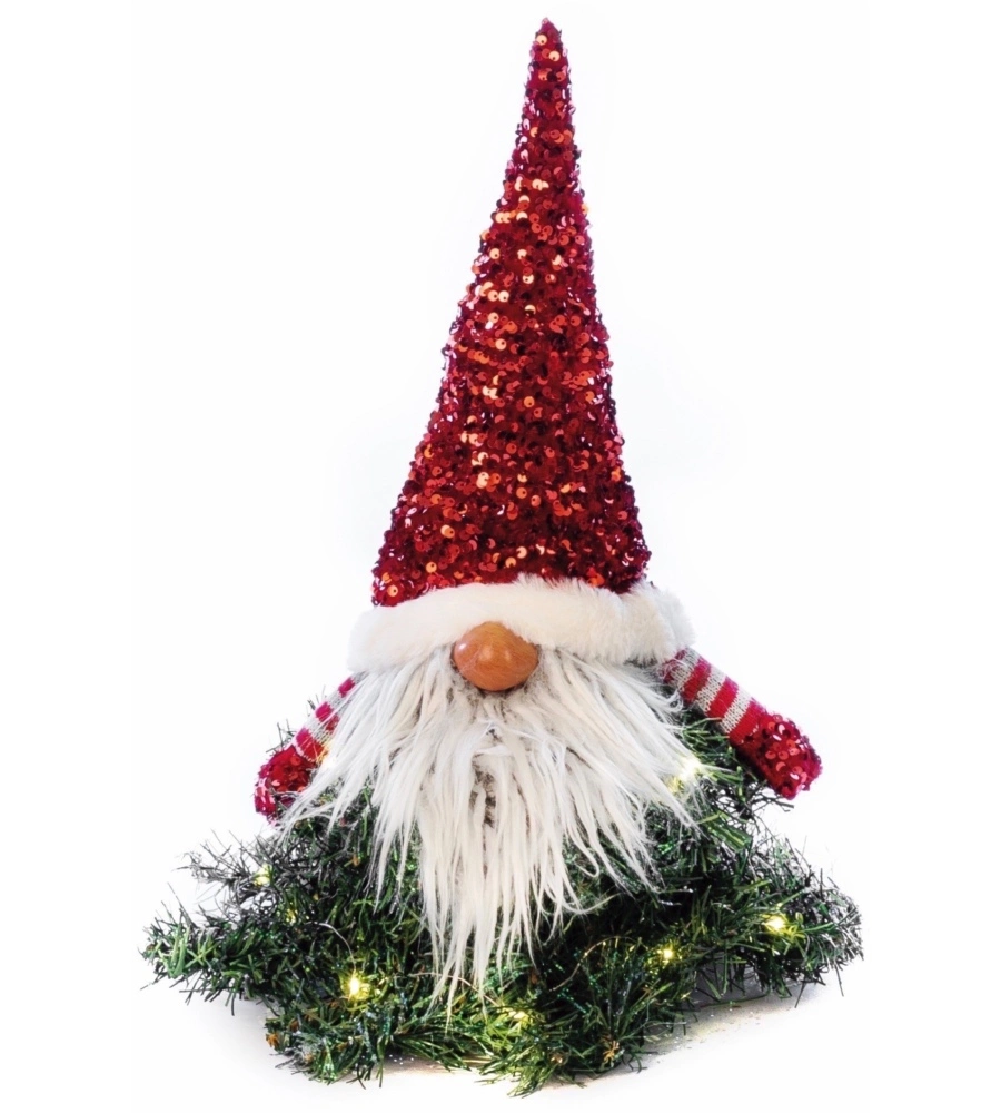 Albero di natale con folletto e led, 24x24x45 cm